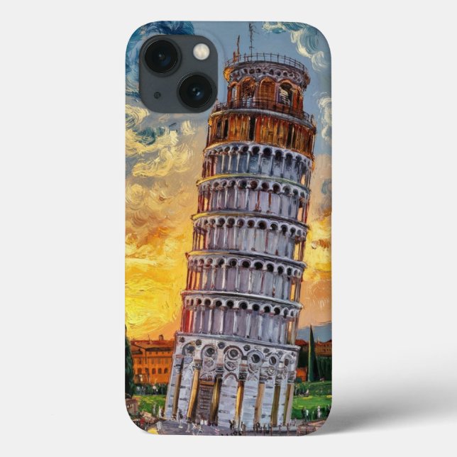 Pisa Tower: Sunset Impressionist Oil Art Case-Mate iPhone Case (Back)
