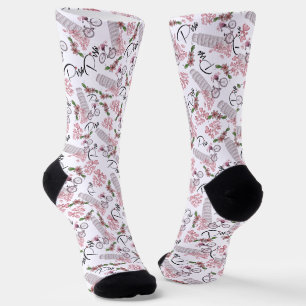 Pisa Tower with Heart Flowers Socks