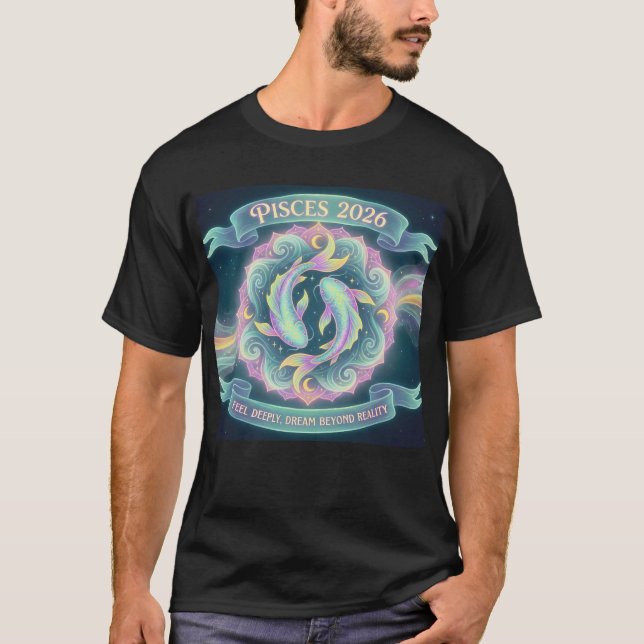 Pisces 2026 Zodiac Mandala | Water Sign Astrology  T-Shirt (Front)