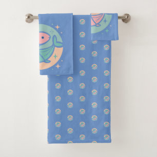 PISCES, Abstract Design of the Zodiac Sign, T-Shi Bath Towel Set