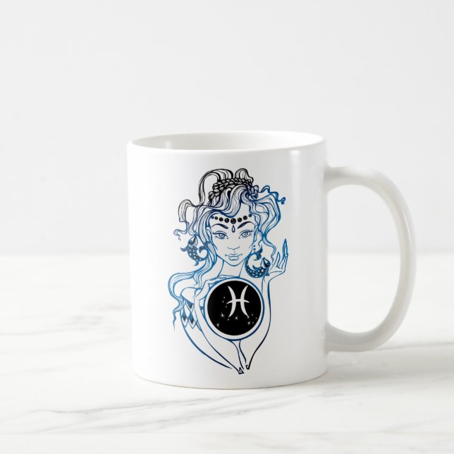 Pisces Art Deco Lady Coffee Mug (Right)