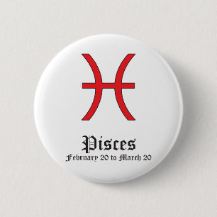 PISCES ASTROLOGIC SIGN, SYMBOL ZODIAC 6 CM ROUND BADGE