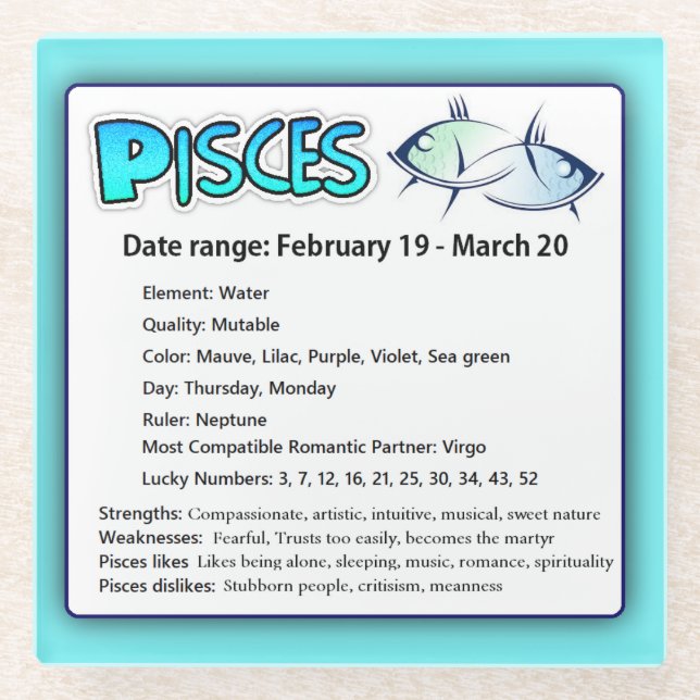 Pisces Astrological Horoscope  Zodiac Sign Coaster (Front)