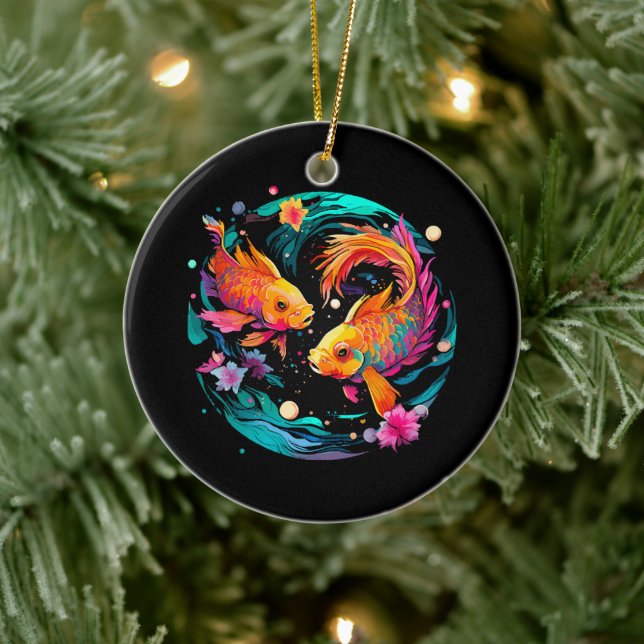 Pisces Astrology Sign Ceramic Ornament (Tree)