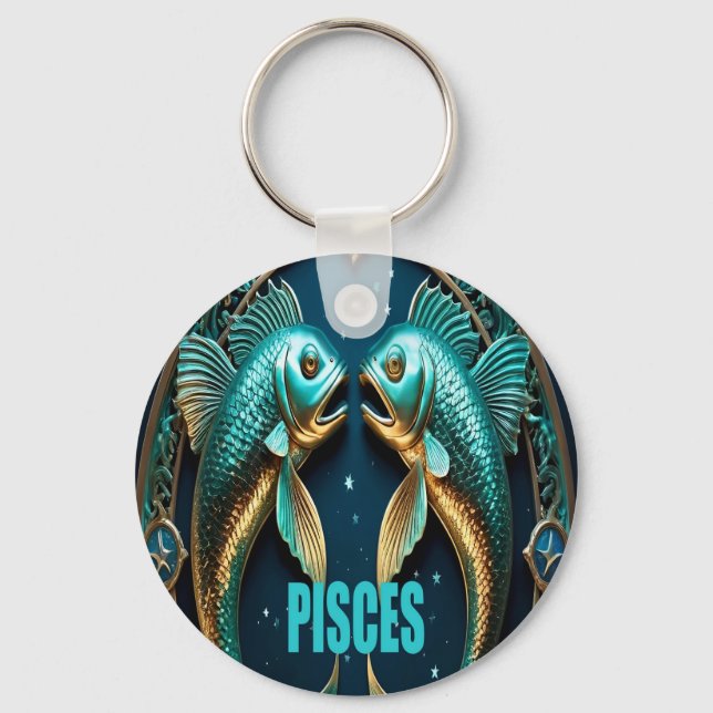 Pisces astrology sign key ring (Front)