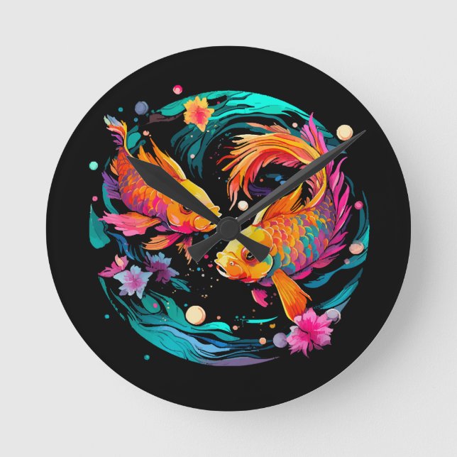 Pisces Astrology Sign Round Clock (Front)
