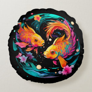Pisces Astrology Sign Round Cushion