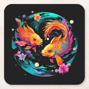 Pisces Astrology Sign Square Paper Coaster