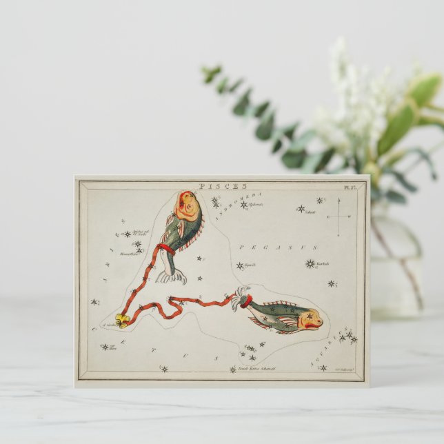 Pisces Astronomical Star Sign Zodiac Birthday Note Holiday Card (Standing Front)