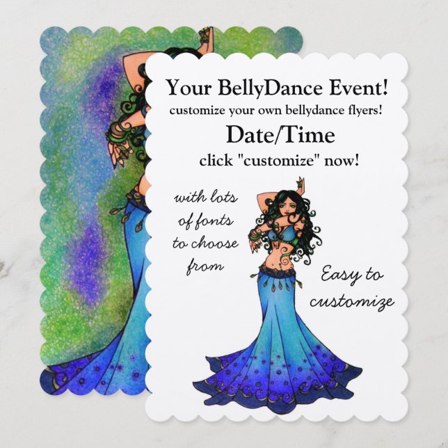 Pisces Belly Dancer  Invitation (Front/Back)