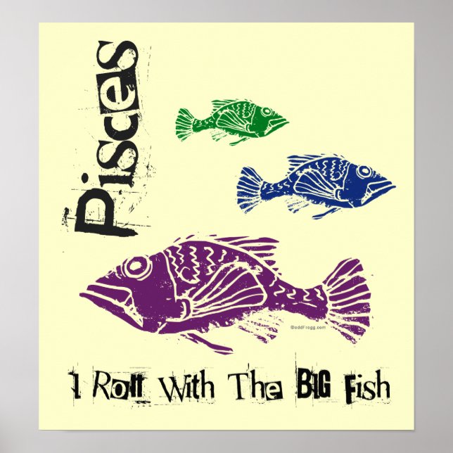 Pisces Big Fish Zodiac Poster (Front)