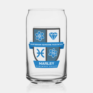 Pisces Birthday Crest™ for March 1-20 Can Glass
