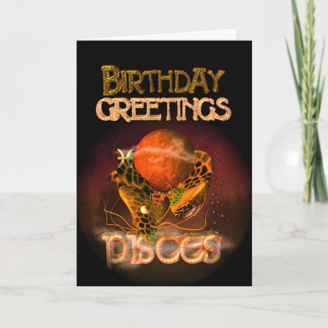 Pisces Birthday Greetings by Valxart Card (Front)
