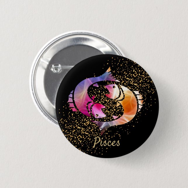 Pisces  - Birthday Sign 6 Cm Round Badge (Front & Back)