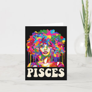 Pisces Black Girl African American Woman Art Birth Card