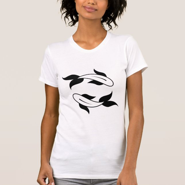 Pisces black twin fish star sign astrology zodiac T-Shirt (Front)