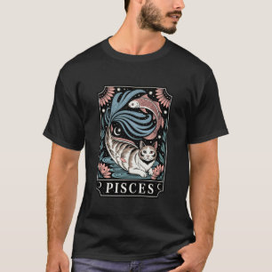 Pisces Cat Zodiac Illustration with Koi Fish and S T-Shirt