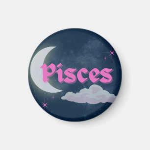 Pisces Celestial Aesthetic Moon Cloud Stars Design Magnet