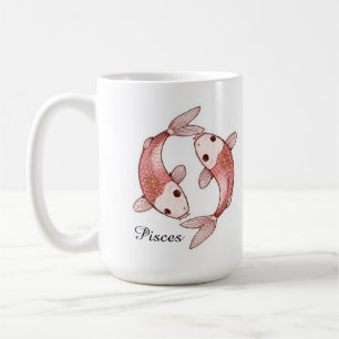 Pisces Celestial Zodiac Mug - Twin Fish Art
