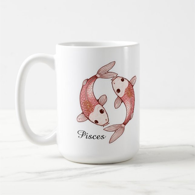 Pisces Celestial Zodiac Mug - Twin Fish Art (Left)