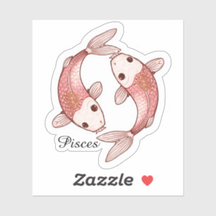 Pisces Celestial Zodiac Sticker - Twin Fish Art