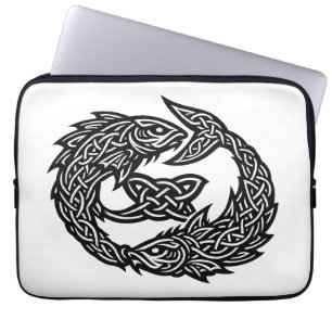 Pisces Celtic Twin‑Current Sigil BurnsInHell Ink Laptop Sleeve