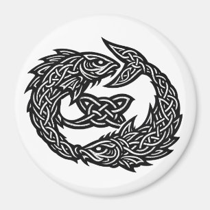 Pisces Celtic Twin‑Current Sigil   BurnsInHell Ink Magnet