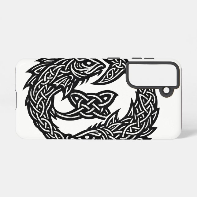 Pisces Celtic Twin‑Current Sigil | BurnsInHell Ink Samsung Galaxy S21 Case (Back Horizontal)