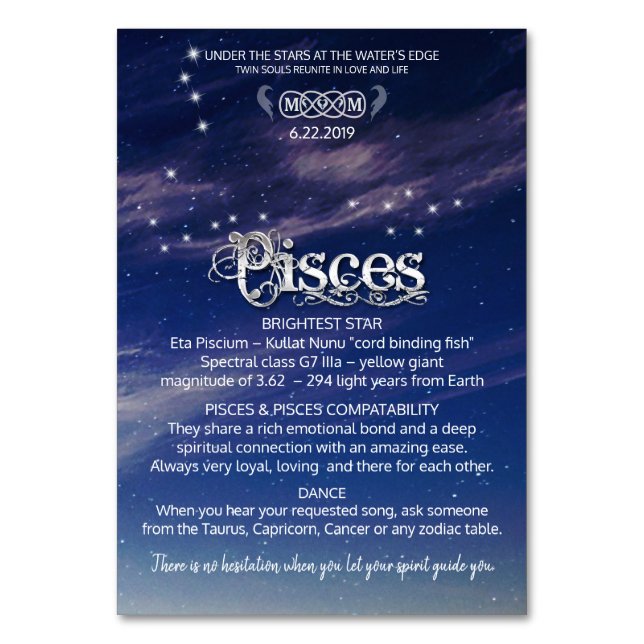 Pisces Centerpiece Table Card (Front)