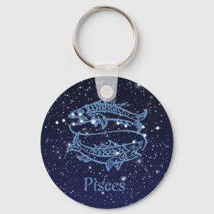 Pisces Constellation and Zodiac Sign with Stars Key Ring