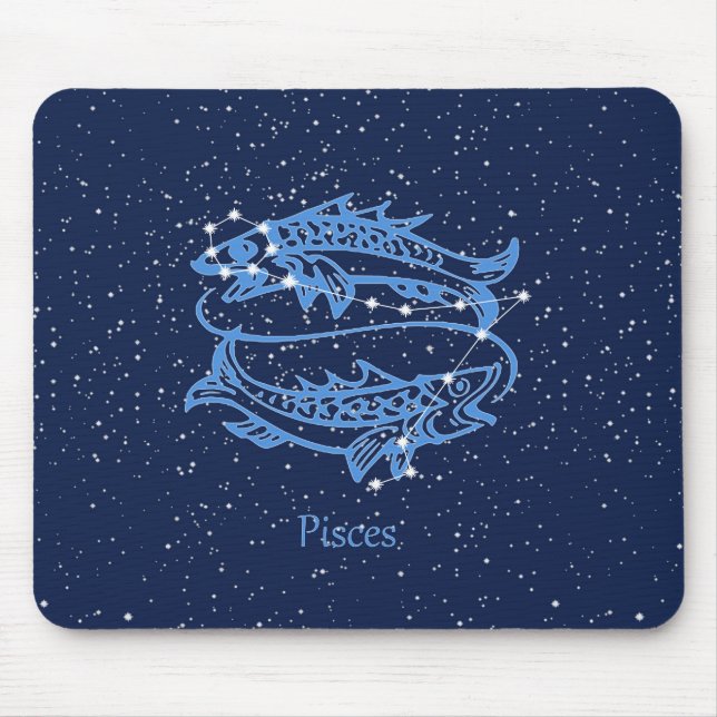Pisces Constellation and Zodiac Sign with Stars Mouse Pad (Front)