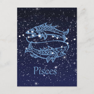 Pisces Constellation and Zodiac Sign with Stars Postcard