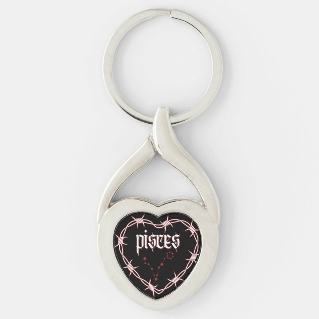Pisces Constellation Gothic Aesthetic Barbed Wire Key Ring (Front)