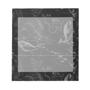 Pisces Constellation Hevelius 1690 on Black Notepad