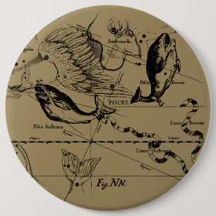 Pisces Constellation Hevelius circa 1690 6 Cm Round Badge