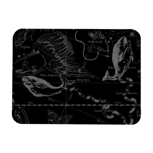 Pisces Constellation Map by Hevelius 1690 Magnet (Horizontal)