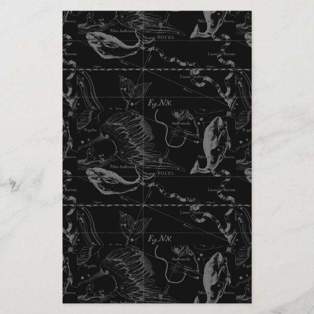 Pisces Constellation Map by Hevelius 1690 Stationery (Front)