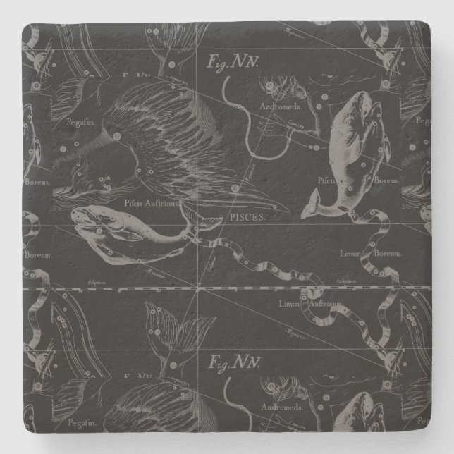 Pisces Constellation Map by Hevelius 1690 Stone Coaster (Front)
