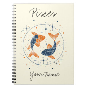 Pisces Constellation Minimalist Line Art Notebook