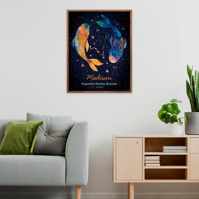Pisces Constellation Zodiac Watercolor Star Galaxy Poster (Creator Uploaded)
