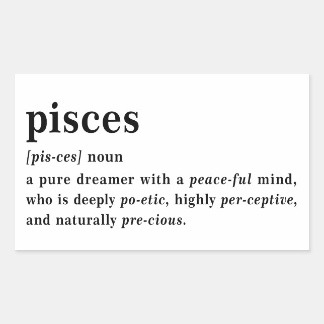 Pisces Definition Aesthetic Astrology Gift Rectangular Sticker (Front)