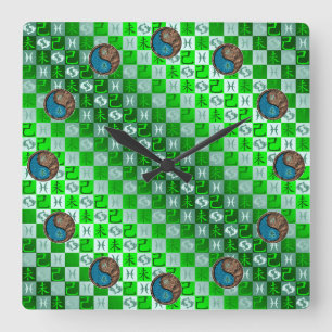 Pisces & Earth Goat Square Wall Clock