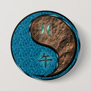 Pisces & Earth Horse 7.5 Cm Round Badge