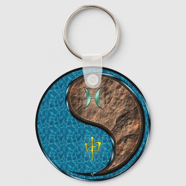 Pisces & Earth Monkey Key Ring (Front)