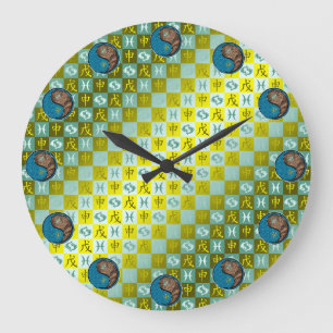 Pisces & Earth Monkey Large Clock