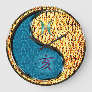 Pisces & Fire Boar Large Clock