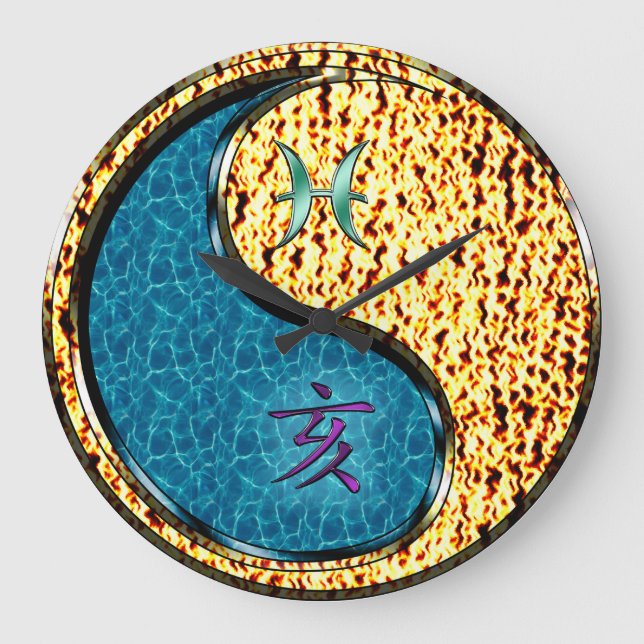 Pisces & Fire Boar Large Clock (Front)