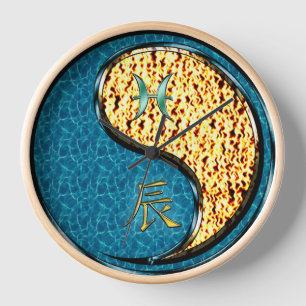 Pisces & Fire Dragon Clock