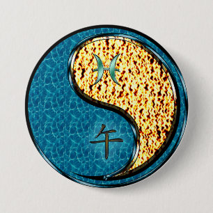 Pisces & Fire Horse 7.5 Cm Round Badge