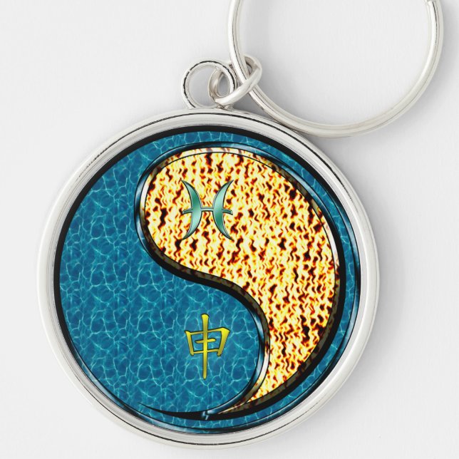 Pisces & Fire Monkey Key Ring (Front)